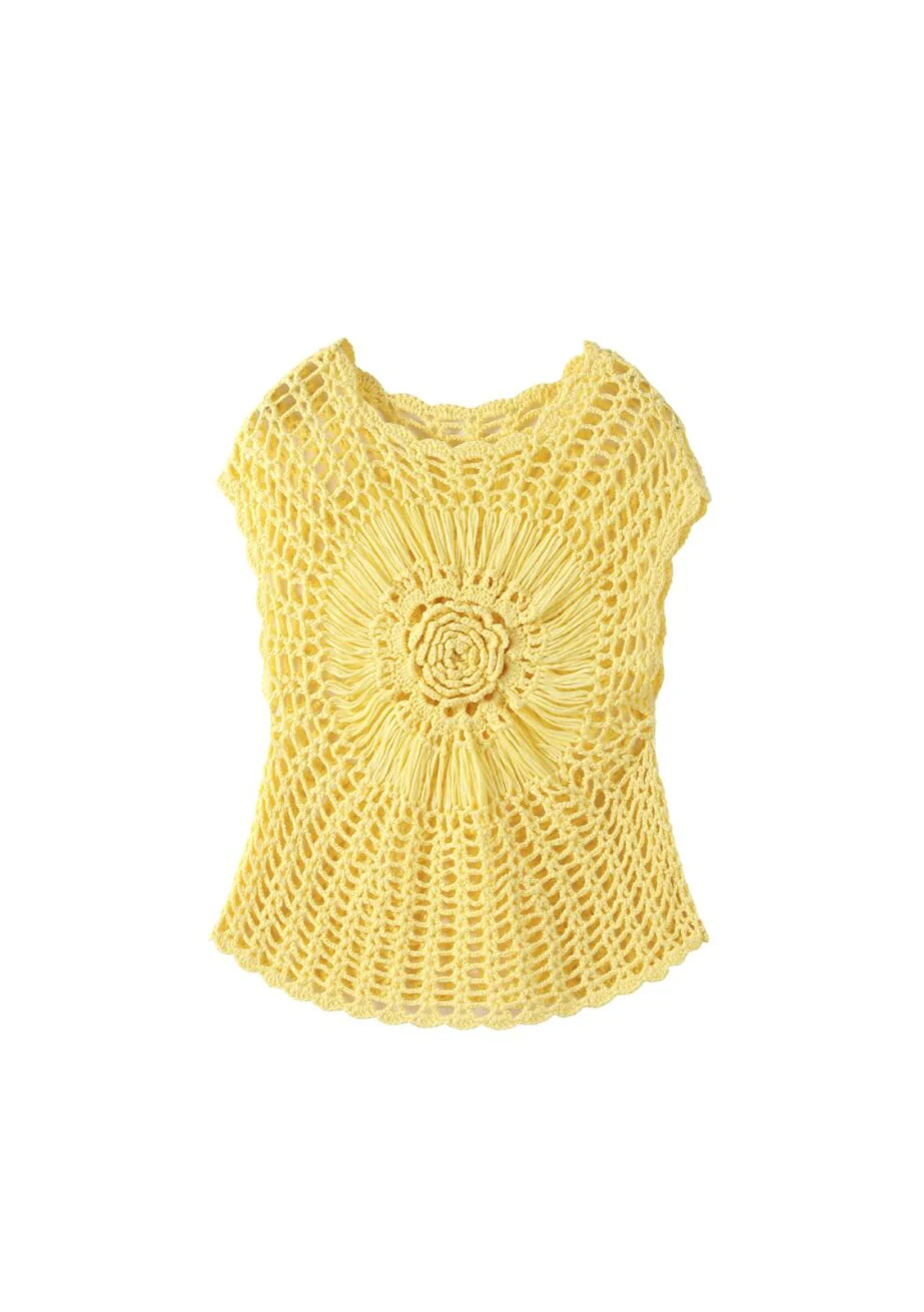 Coming Soon Lemon Cora Crochet Top