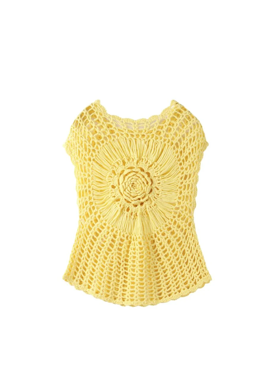 Coming Soon Lemon Cora Crochet Top - Image 3