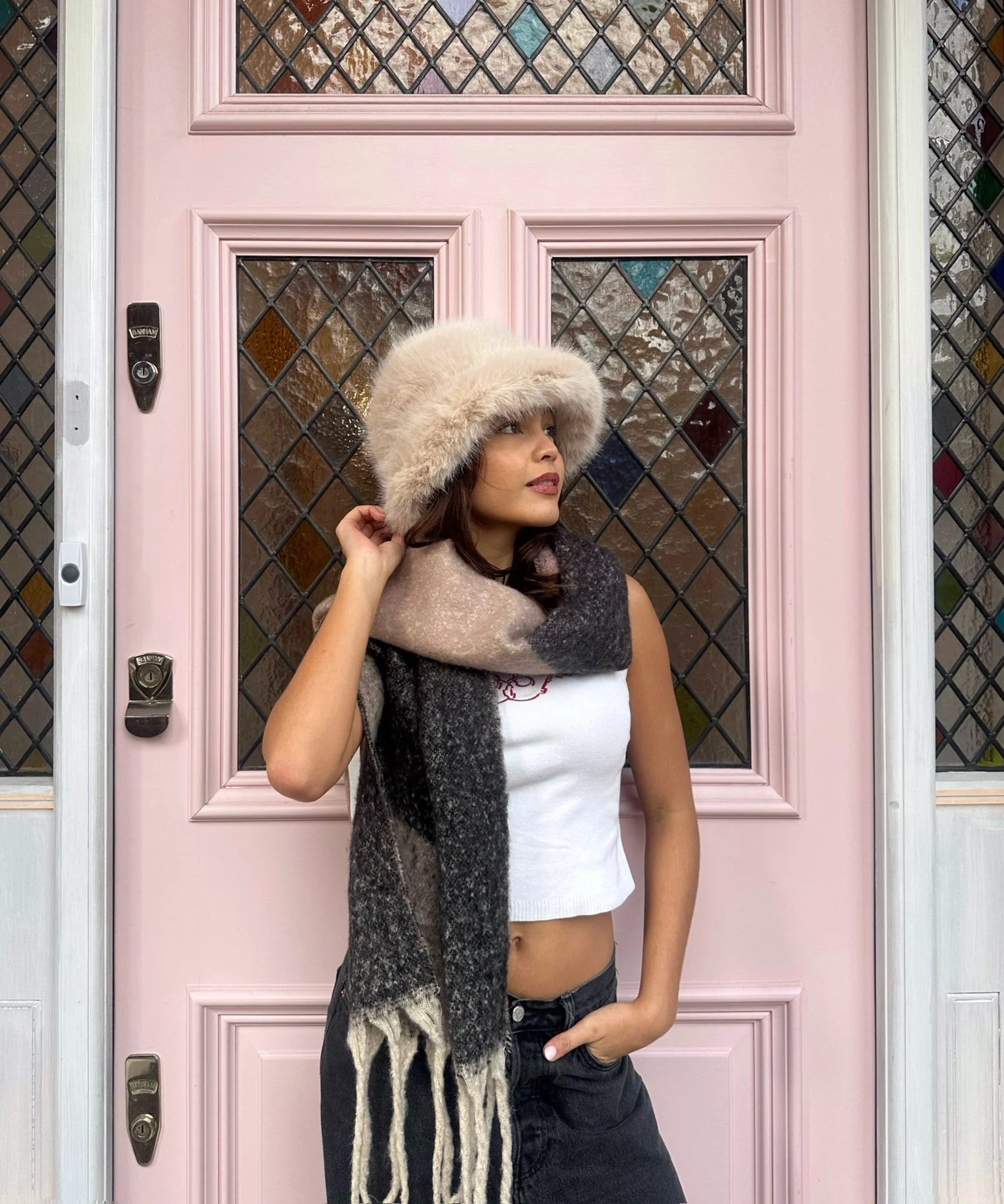 Cream Faux Fur Hat - Image 4