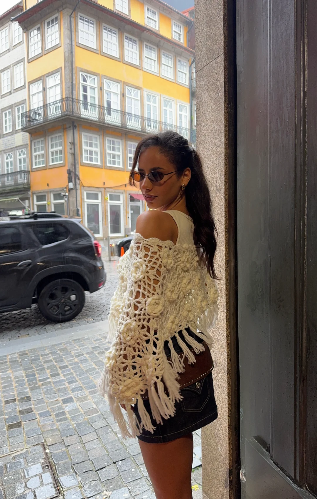 Cream Rosette Poncho - Image 3