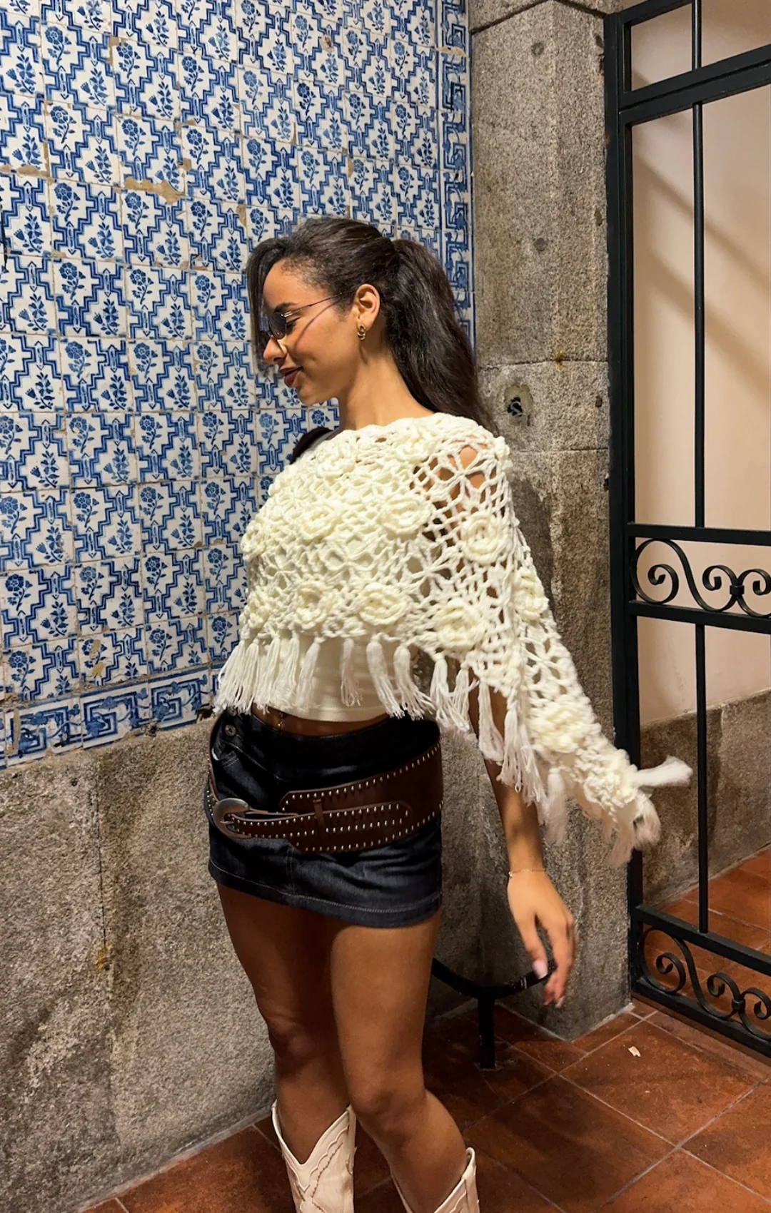Cream Rosette Poncho - Image 4
