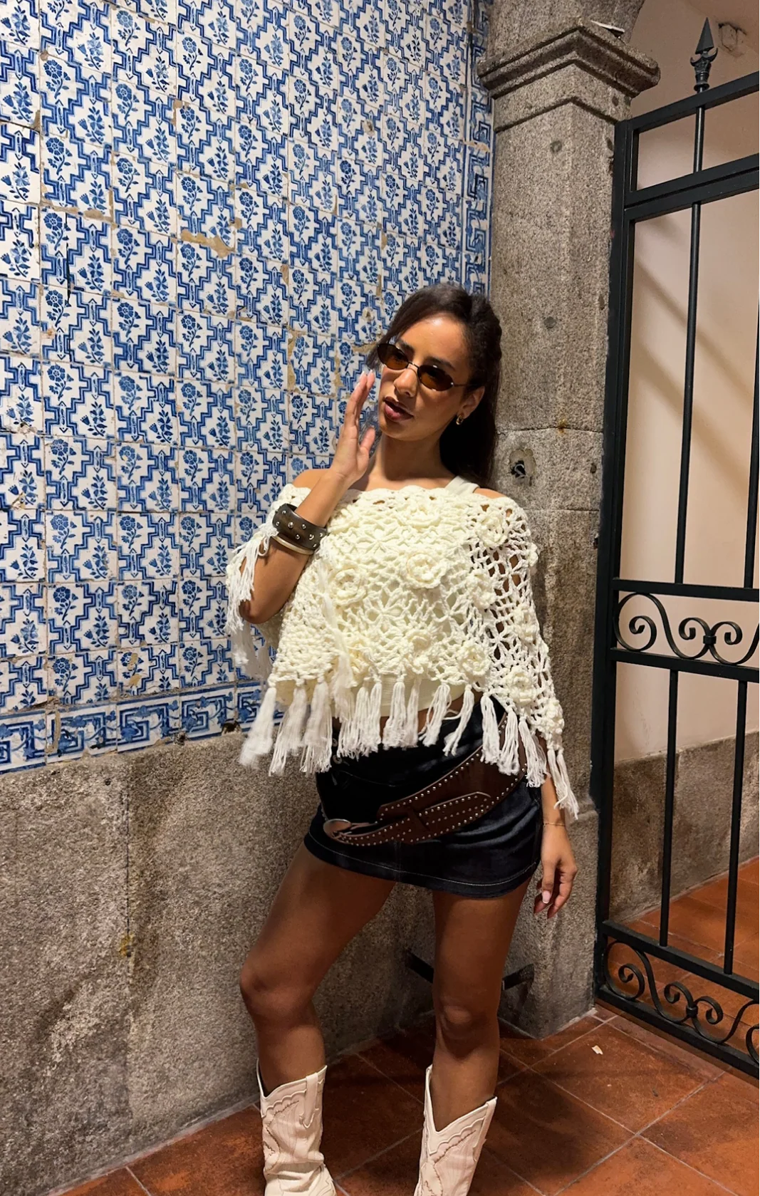 Cream Rosette Poncho - Image 6