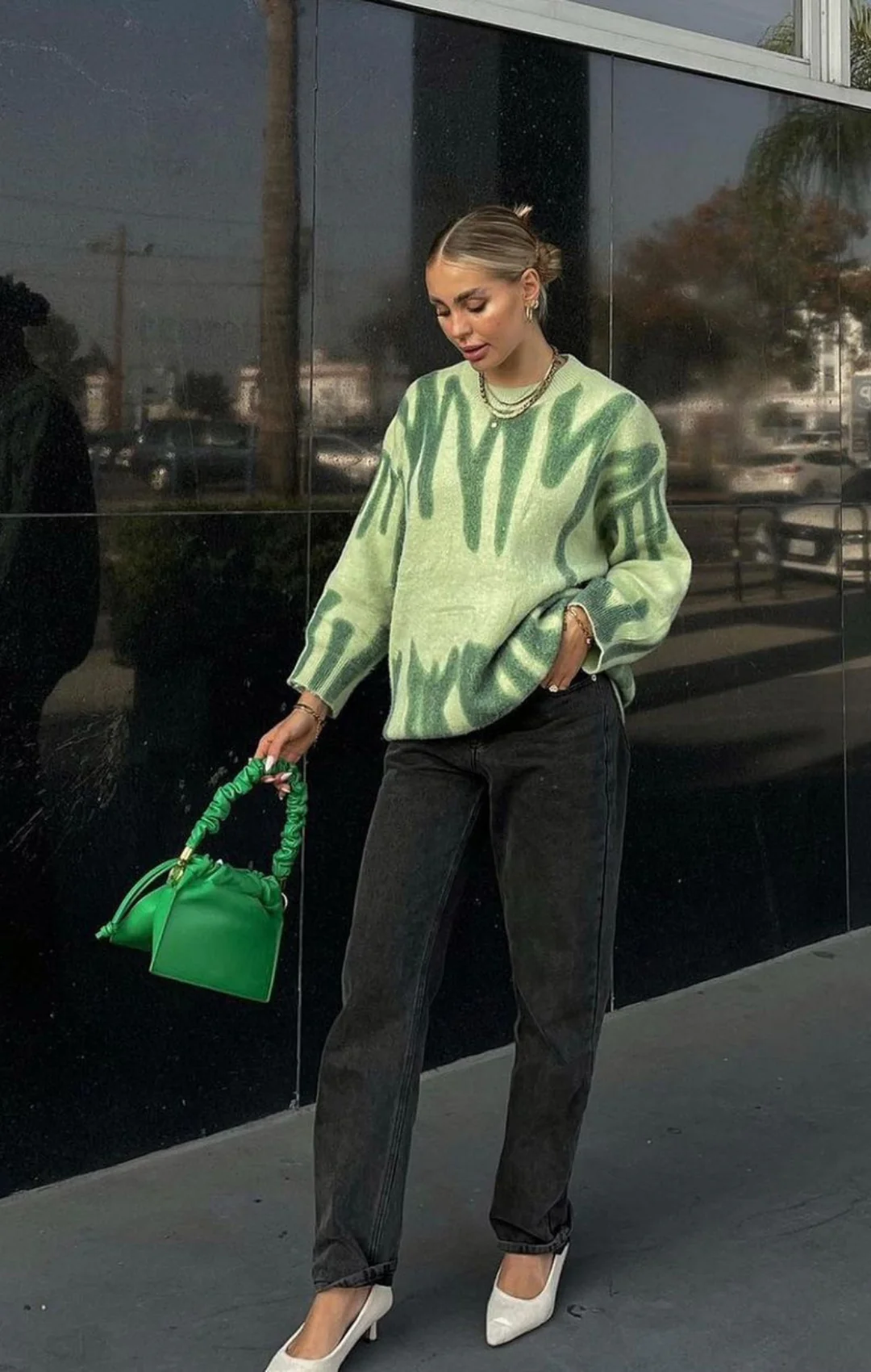 Double Green Poplar Paint Spill Jumper - Image 6