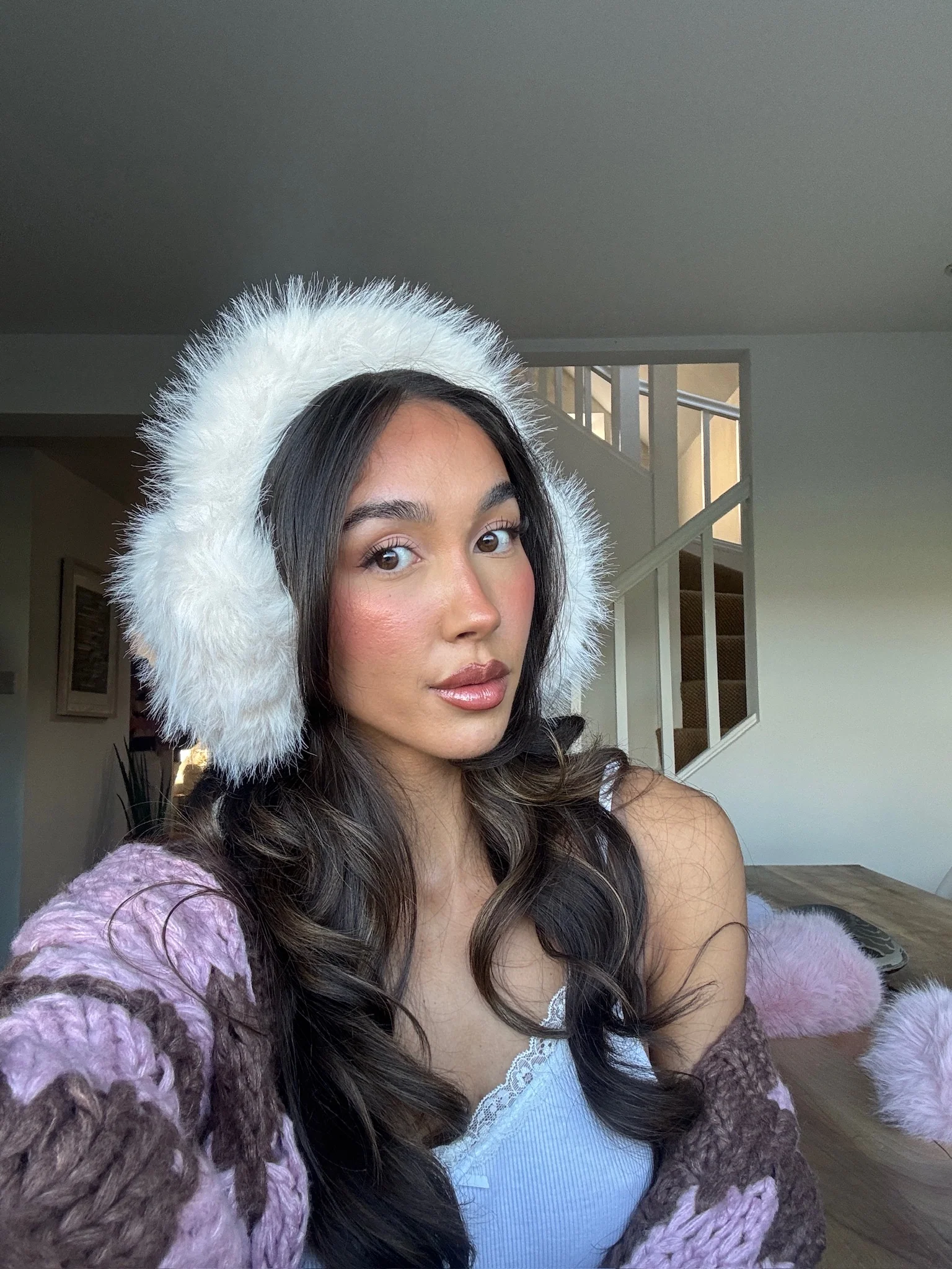 Cream Fluffy Ear Muffs - Image 6