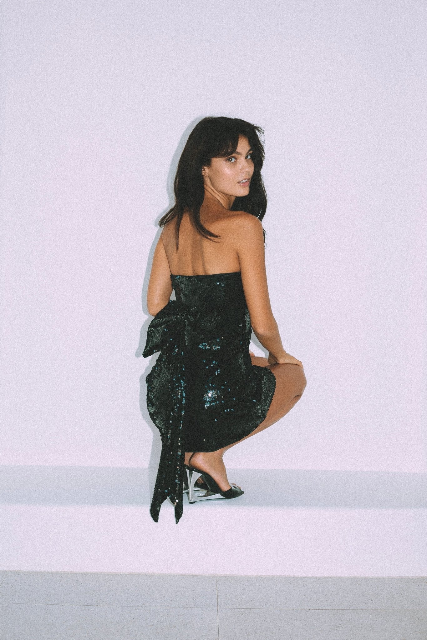 No.2 Black Sequin Bow Dress - Image 3