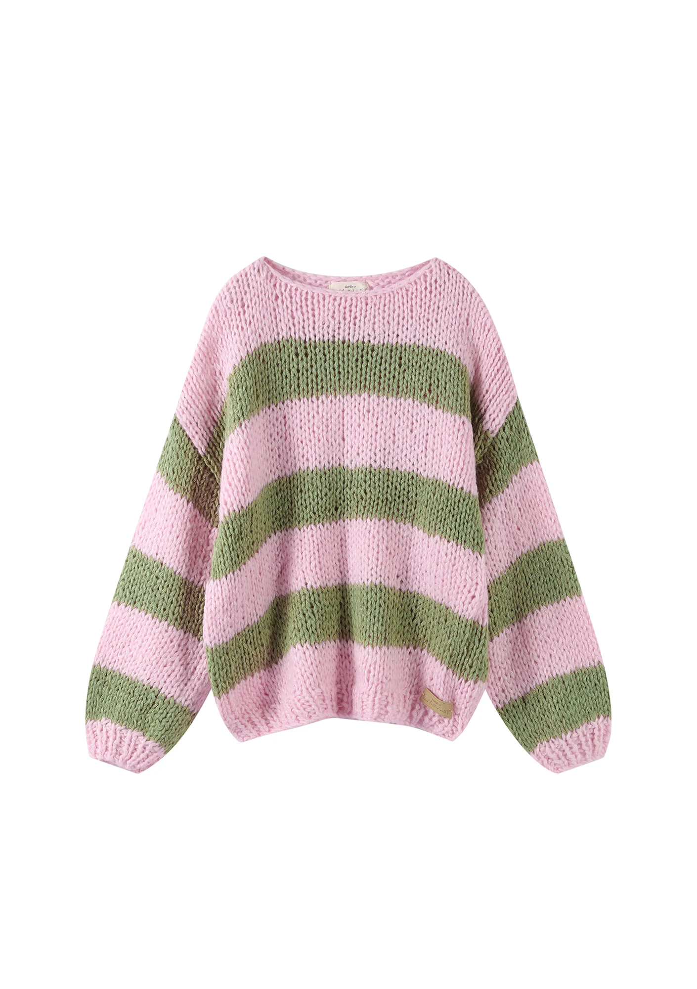 Pink & Khaki Forget Me Not Stripe Jumper - Image 2