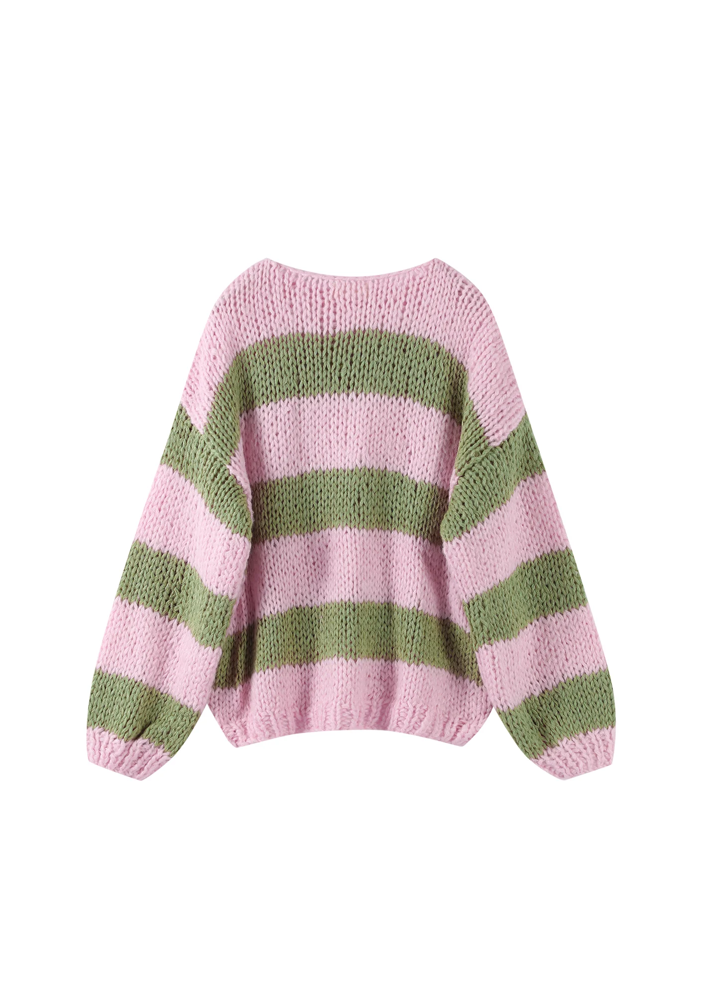 Pink & Khaki Forget Me Not Stripe Jumper - Image 7