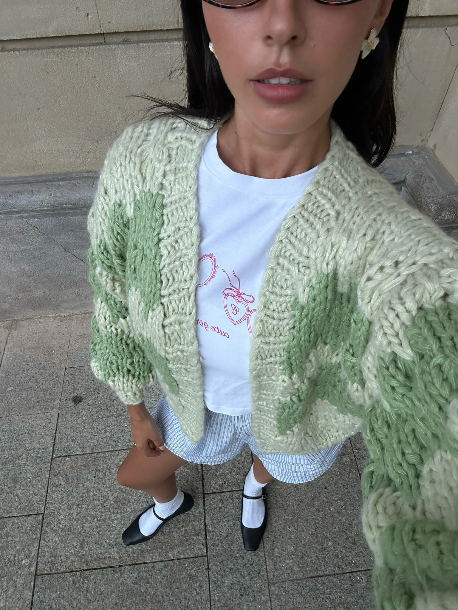 Pistachio Cream Hugs & Kisses Cardigan - Image 3