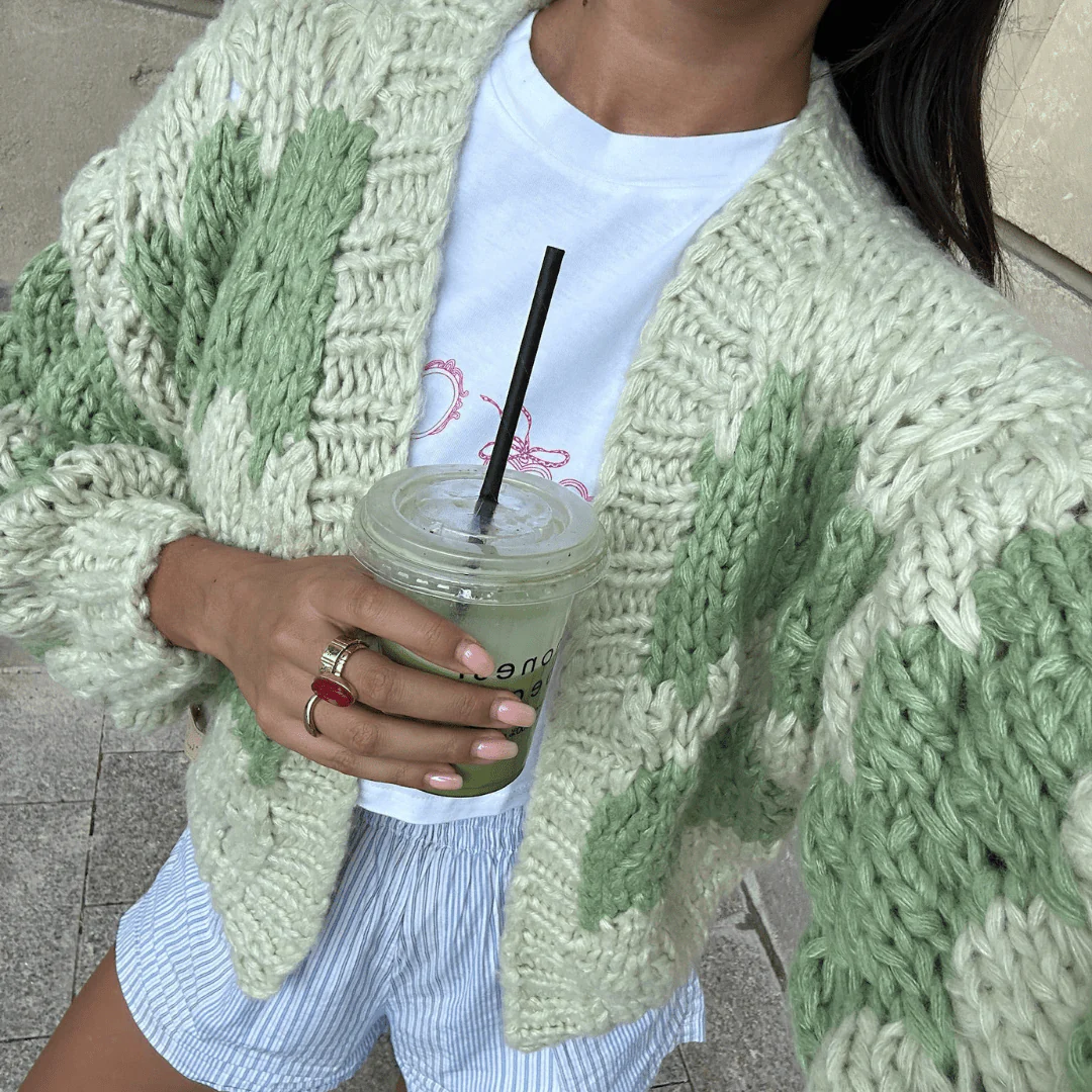 Pistachio Cream Hugs & Kisses Cardigan - Image 6